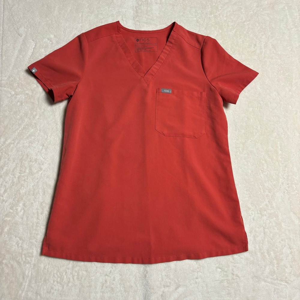 Figs Womens Catarina One Pocket Scrub Top XS Clay Technical Collection FW1000‎